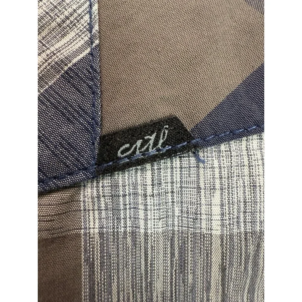 COASTAL Plaid Pearl Snap Button Down Long Sleeve‎ Shirt Blue Gray Mens EUC Sz XL